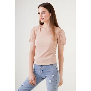 Top dama HiCCUP BDART - slim fit - guler patrat - textil - maro melange imagine