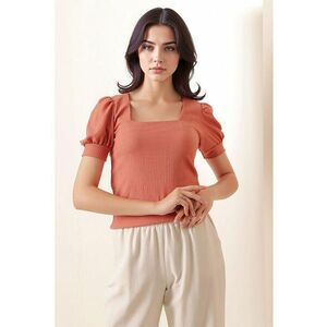 Top dama HiCCUP BDART - slim fit - guler patrat - textil - roz pal imagine