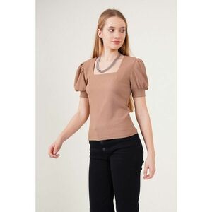 Top dama HiCCUP BDART - slim fit - guler patrat - textil - maro camel imagine