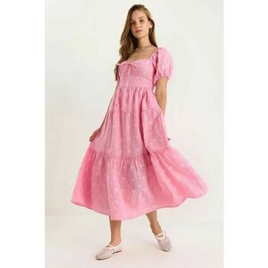 Rochie maxi HiCCUP LUCCI - decolteu inima - roz aprins - textil imagine