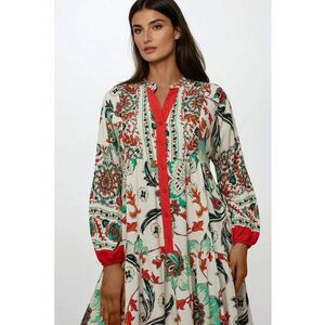Rochie maxi din viscoza cu maneci lungi - A-forma - confortabila - multicolor - S - Portocaliu imagine