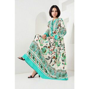 Rochie maxi dama HiCCUP imprimeu viscoza - Verde salvie imagine
