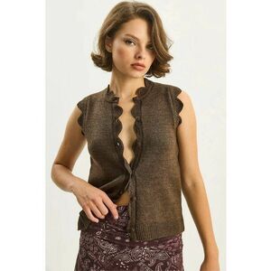 Bluza tip vesta - guler rotund - maro moka inchis - tricot - imagine