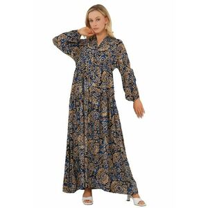 Rochie maxi dama HiCCUP - viscoza - decolteu V - Albastru imagine