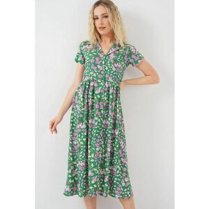 Rochie midi dama HiCCUP - imprimeu floral - Verde imagine