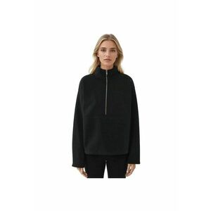 Hanorac cu fermoar cu maneca lunga - croiala lejera - negru - textil imagine