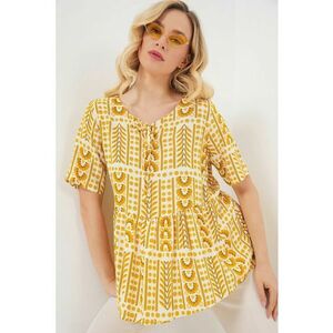 Bluza dama - HiCCUP - Bluza BDART - guler rotund - funda - galben chihlimbar - textil imagine