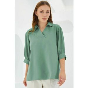 Bluza dama - HiCCUP - guler polo - croiala lejera - verde - textil imagine