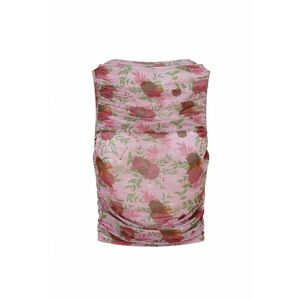 Top din tul cu model floral - Roz imagine