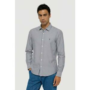 Camasa regular fit cu dungi - Alb/Gri imagine