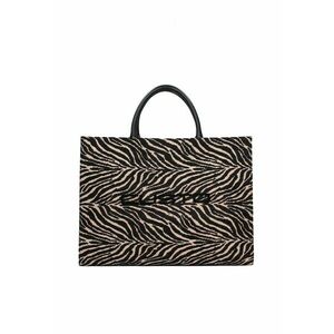 Geanta tote cu model - Negru/Crem imagine