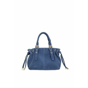 Geanta de piele intoarsa cu fermoar si bareta de umar Elara - Albastru pastel imagine