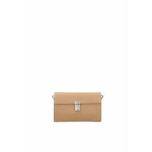 Geanta crossbody de piele cu clapa si bareta detasabila Valoria - Bej imagine