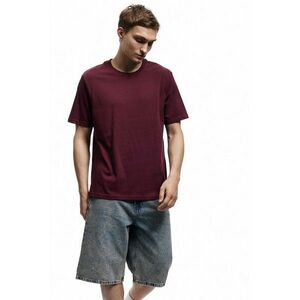 Tricou regular fit din bumbac cu model uni - Visiniu imagine