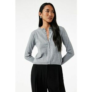 Cardigan uni tricotat - Gri melange imagine