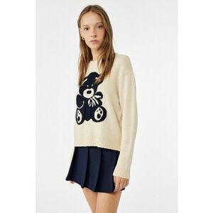 Pulover lejer cu ursulet - Bej deschis/Bleumarin imagine