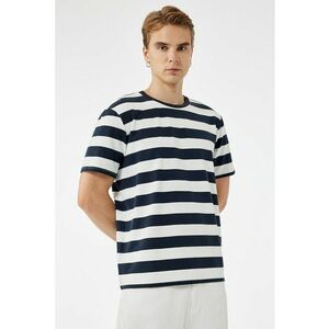 Tricou supradimensionat cu decolteu la baza gatului - Alb/Bleumarin imagine