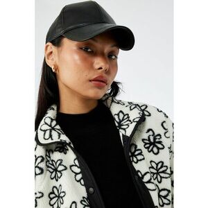 Jacheta din teddy cu model floral - Alb/Negru imagine