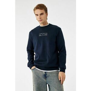 Bluza de trening cu decolteu la baza gatului si text - Bleumarin imagine