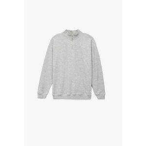 Bluza de trening de bumbac cu fermoar scurt - Gri deschis melange imagine