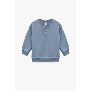 Bluza de trening cu fenta cu nasturi - Albastru prafuit imagine