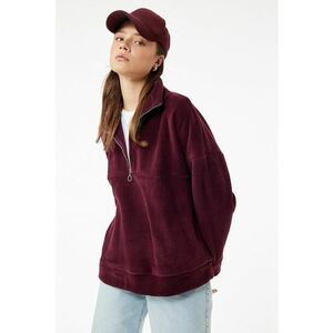 Bluza de trening cu fermoar si maneci cazute - Visiniu imagine