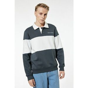 Bluza polo de trening cu dungi - Alb murdar/Gri inchis imagine