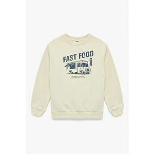 Bluza de trening din amestec de bumbac cu imprimeu - Bej inchis/Albastru petrol imagine