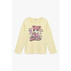 Bluza de bumbac cu imprimeu - Galben pai imagine