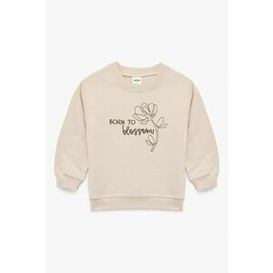 Bluza de trening cu text brodat si detaliu floral - Portocaliu pal imagine