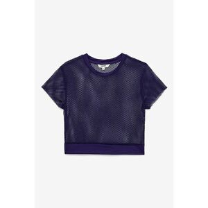 Tricou uni cu decolteu la baza gatului - Albastru indigo imagine