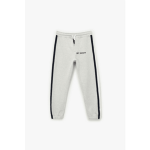 Pantaloni de trening cu snur si benzi laterale contrastante - Alb imagine