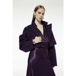Bluza de satin cu decolteu drapat - Violet pruna imagine