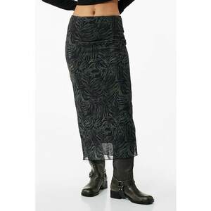 Fusta midi cu animal print - Negru/Gri imagine