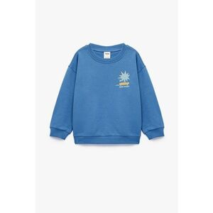 Bluza de trening cu decolteu la baza gatului si maneci cazute - Albastru imagine