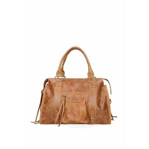 Geanta din piele cu manere in partea de sus Elara - Maro cognac imagine