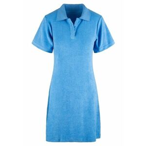 Rochie de plaja din material terry cu guler polo - Albastru imagine