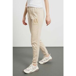 Pantaloni de trening cu snur de ajustare si broderie logo - Bej imagine