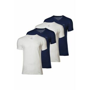 Set de tricouri de bumbac cu decolteu in V - 4 piese - Alb/Bleumarin imagine