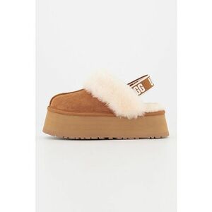 Saboti slingback flatform din piele intoarsa Funkette - Maro camel/Crem imagine