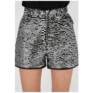Fusta-pantalon mini cu paiete - Gri imagine
