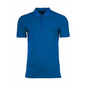 Tricou polo slim fit din amestec de bumbac - Albastru royal imagine
