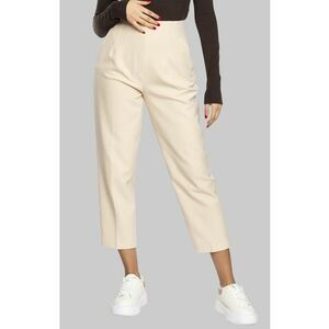 Pantaloni conici crop cu talie inalta 50487 - Bej imagine