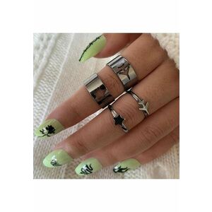 Set 4 inele - argintii - cu avion - Deisy C1 - imagine