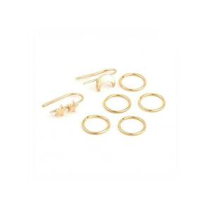 Set 7 cercei - aurii - ear cuff - cu luna si stele - Asker C28 - imagine