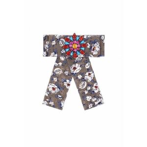 Brosa tip jabou - cu flori si pietre multicolore - Sabrin C21 - Gri imagine