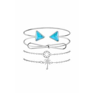 Set 4 bratari - argintii - cu funda si palmier - Luckas C4 - imagine
