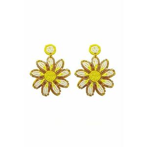 Cercei galbeni - forma de floare - cu margelute - Sarra C3 - imagine