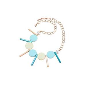 Colier auriu - cu piese geometrice bleu si perle - Malia C1 - imagine