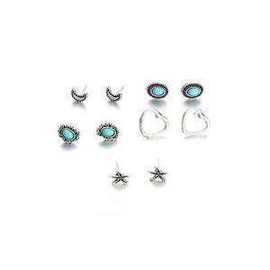 Set cercei argintii - cu pietre turquoise - Jonita C20 - imagine